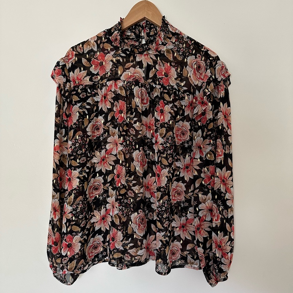 Maurices Black and Pink Floral Blouse size Xl